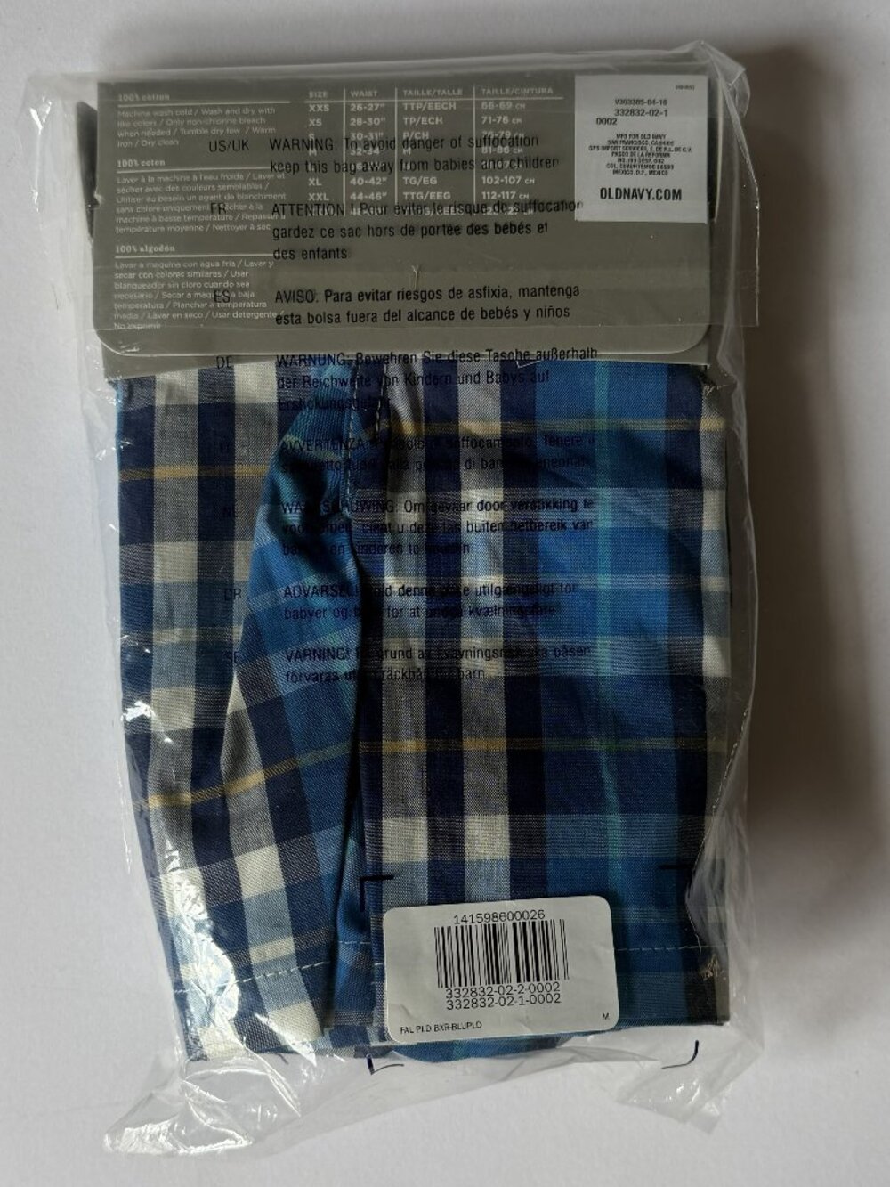 OLD NAVY Bundle 6-Piece Men's M Boxers 100% COTTON Woven Blue & Grey Plaids NEW - Picture 10 of 14